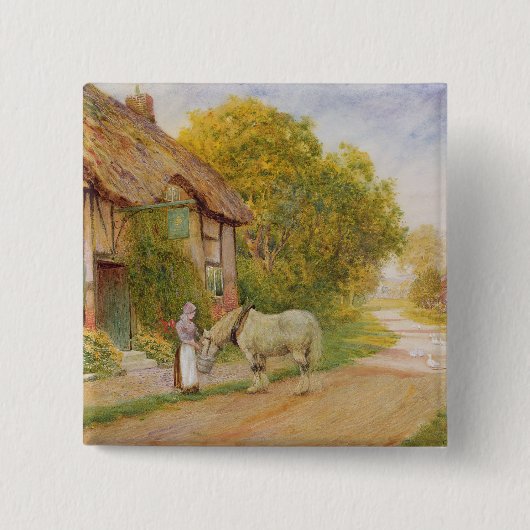 Buiten het dorp Inn Vierkante Button 5,1 Cm (Voorkant)