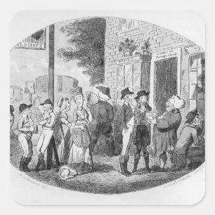 Buiten het Oude Tavern van Petten Vierkante Sticker