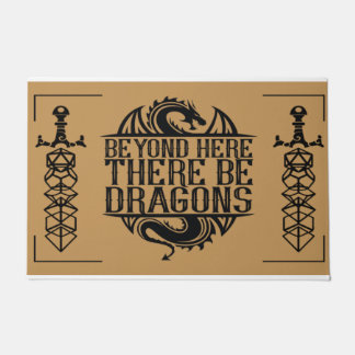 Buiten hier is er draak|Dungeon Dragon Doormat Deurmat