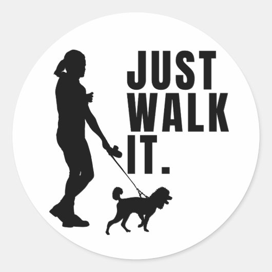 Buiten Hond Walk Vrouw Walking Hond Aan Lood Ronde Sticker (Voorkant)