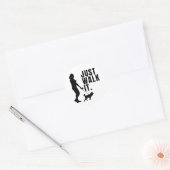 Buiten Hond Walk Vrouw Walking Hond Aan Lood Ronde Sticker (Envelop)