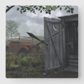 BUITEN HUIS EN RUSSENCLOCK VIERKANTE KLOK (Voorkant)