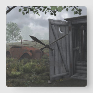 BUITEN HUIS EN RUSSENCLOCK VIERKANTE KLOK