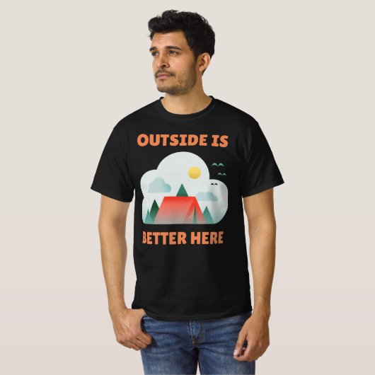 Buiten Is Beter Hier Kampeeruitje T-shirt (Voorkant volledig)