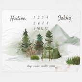 Buiten kamperen avontuur Twins Mijlsteen Fleece Deken (Voorkant (Horizontaal))