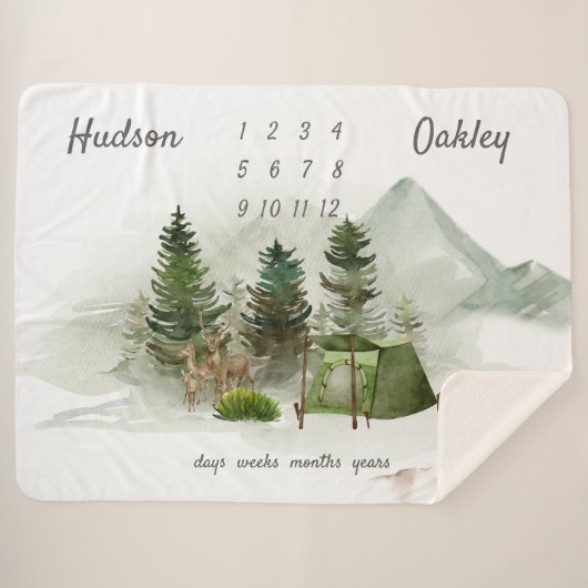 Buiten kamperen avontuur Twins Mijlsteen Sherpa Deken (Voorkant (horizontaal))