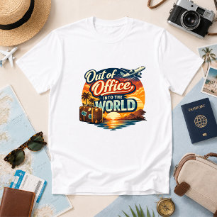Buiten kantoor, in de wereld Reis Humor T-shirt