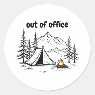BUITEN KANTOOR, KAMPEREN & WANDELEN RONDE STICKER