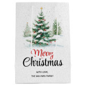 Buiten kerstboom en sneeuwval medium cadeauzakje (Achterkant)