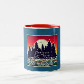 Buiten naar de kano. tweekleurige koffiemok (Center)