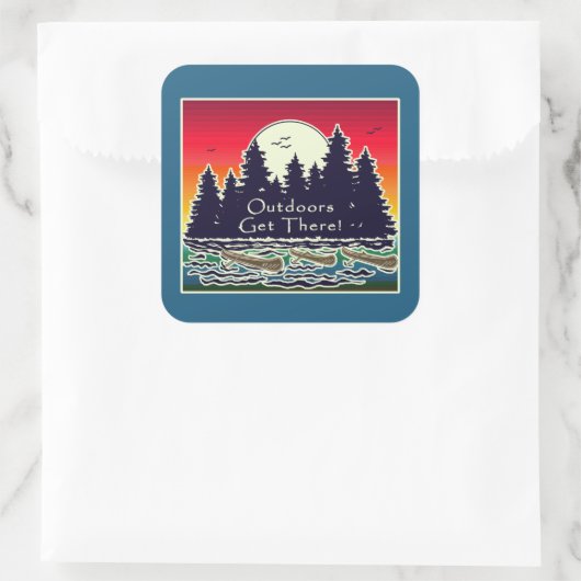 Buiten naar de kano. vierkante sticker (Tas)