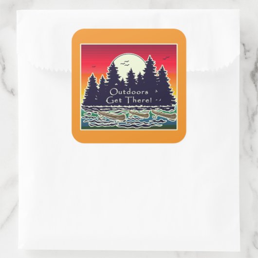 Buiten naar de kano. vierkante sticker (Tas)