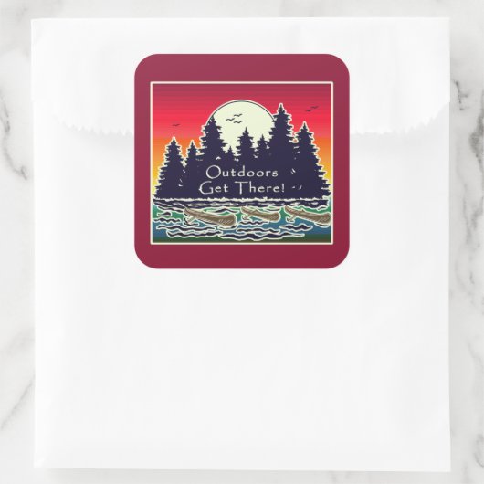 Buiten naar de kano. vierkante sticker (Tas)