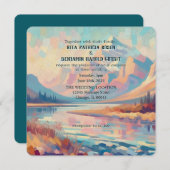 Buiten Olie Geschilderde Berg bruiloft uitnodiging (Voorkant / Achterkant)