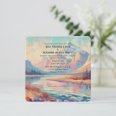 Buiten Olie Geschilderde Berg bruiloft uitnodiging (Staand voorkant)