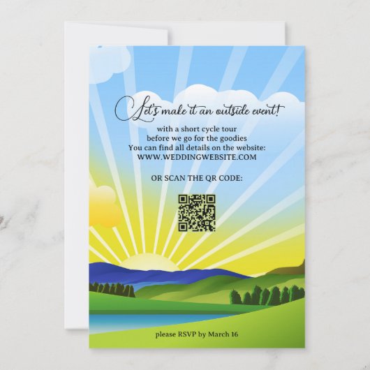 Buiten Retro Bicycle Summer Vrijgezellenfeest Kaart (Achterkant)