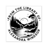 Buiten: River Stream Trees Sun Library Boeknaam Zelfinktende Stempel (Design)