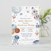 buiten ruimte astronaut Baby shower partij Kaart (Staand voorkant)