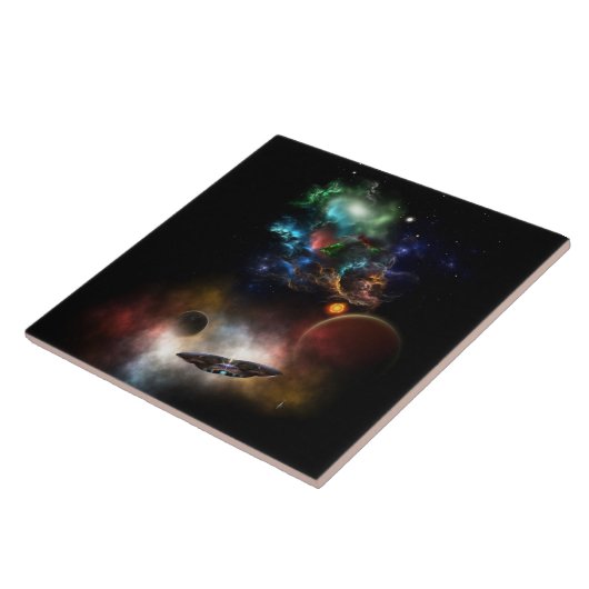 Buiten ruimte en tijd Fractal Art II Spacescape Tegeltje (Zijkant)