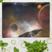 Buiten ruimte en tijd fractale kunst theedoek (Gevouwen)