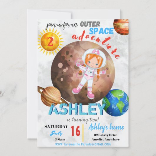 Buiten ruimteavontuur 2 de Kaart van de Uitnodigin (Voorkant)