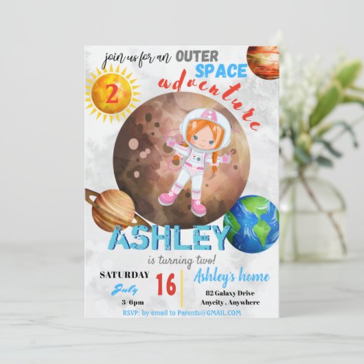 Buiten ruimteavontuur 2 de Kaart van de Uitnodigin (Staand voorkant)