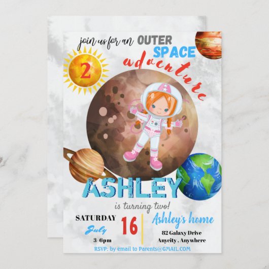 Buiten ruimteavontuur 2 de Kaart van de Uitnodigin (Voorkant / Achterkant)