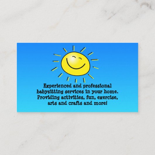Buiten spelen babysitten visitekaartje (Achterkant)