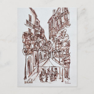 Buiten tafelen 's avonds   Madrid, Spanje Briefkaart