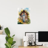 Buiten toilet Aquarel 3 Poster (Thuiskantoor)