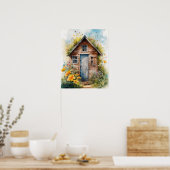 Buiten toilet Aquarel 3 Poster (Keuken)