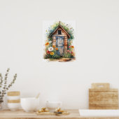 Buiten toilet Aquarel 4 Poster (Keuken)