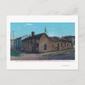 Buiten Uitzicht van 1st Wooden Bldg in CA Briefkaart (Voorkant)