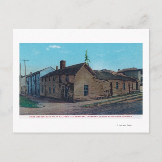 Buiten Uitzicht van 1st Wooden Bldg in CA Briefkaart (Voorkant)