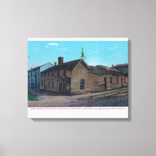 Buiten Uitzicht van 1st Wooden Bldg in CA Canvas Afdruk (Voorkant)