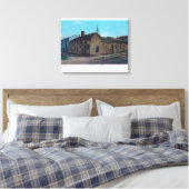 Buiten Uitzicht van 1st Wooden Bldg in CA Canvas Afdruk (Insitu (Slaapkamer))