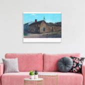 Buiten Uitzicht van 1st Wooden Bldg in CA Canvas Afdruk (Insitu (Woonkamer))