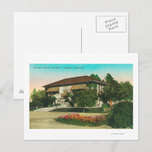 Buiten Uitzicht van Carnegie LibraryLakeport, CA Briefkaart (Voorkant / Achterkant)