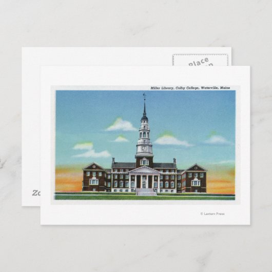 Buiten Uitzicht van Colby College Miller Library Briefkaart (Voorkant / Achterkant)