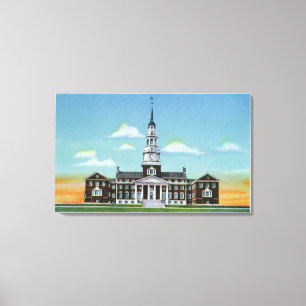 Buiten Uitzicht van Colby College Miller Library Canvas Afdruk