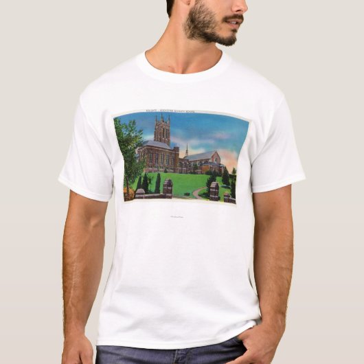 Buiten Uitzicht van Colgate Divinity School T-shirt (Voorkant)