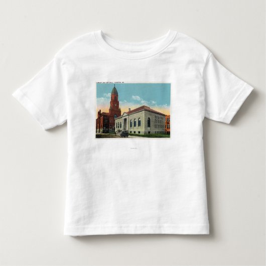 Buiten Uitzicht van de bibliotheek en het stadhuis Kinder Shirts (Voorkant)