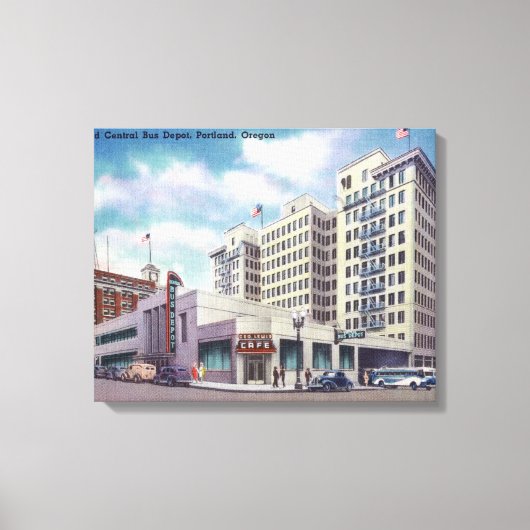 Buiten Uitzicht van de centrale bus van Portland Canvas Afdruk (Voorkant)