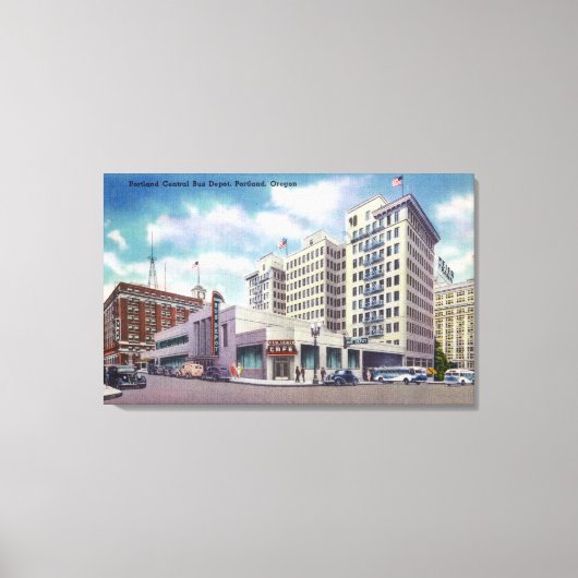 Buiten Uitzicht van de centrale bus van Portland Canvas Afdruk (Voorkant)