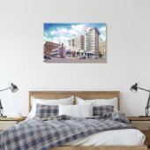 Buiten Uitzicht van de centrale bus van Portland Canvas Afdruk (Insitu (Slaapkamer))