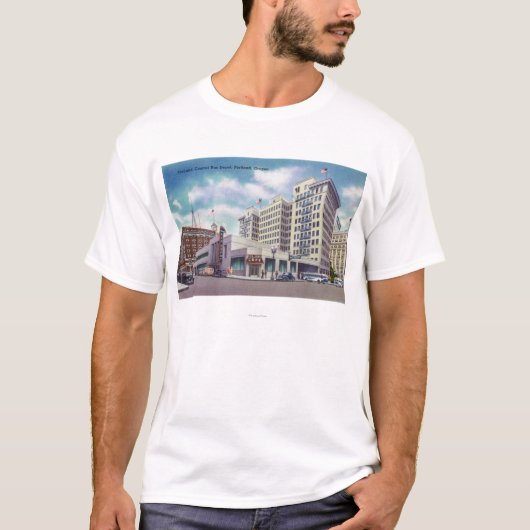 Buiten Uitzicht van de centrale bus van Portland T-shirt (Voorkant)