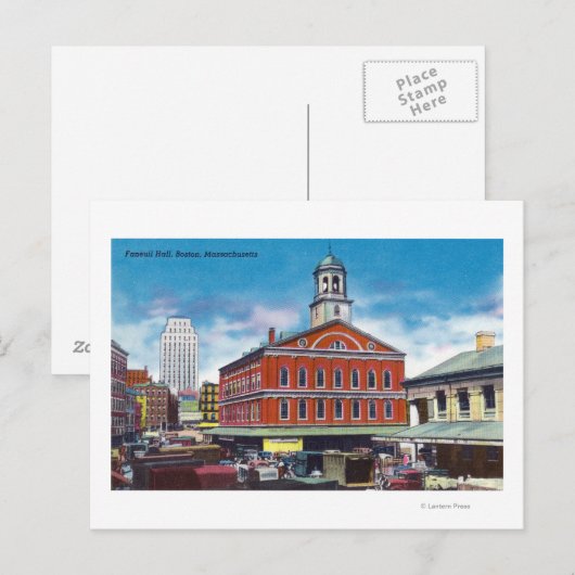 Buiten Uitzicht van de Faneuil Hall Briefkaart (Voorkant / Achterkant)
