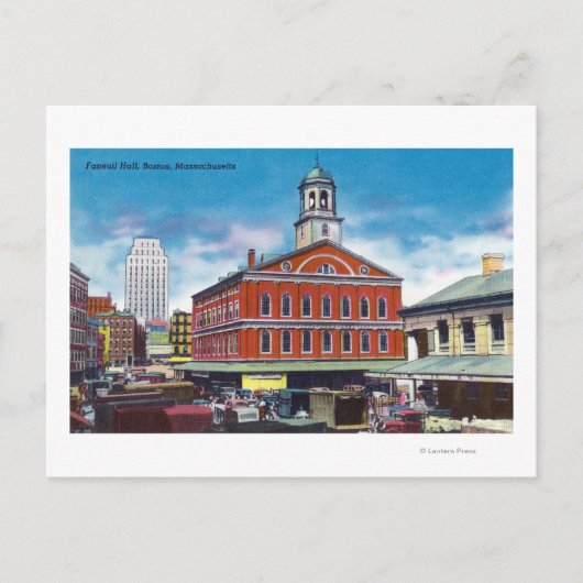 Buiten Uitzicht van de Faneuil Hall Briefkaart (Voorkant)