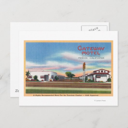 Buiten Uitzicht van de Gateway MotelMerced, CA Briefkaart (Voorkant / Achterkant)