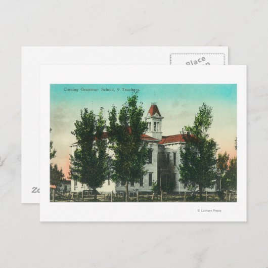 Buiten Uitzicht van de Grammar SchoolCorning, CA Briefkaart (Voorkant / Achterkant)